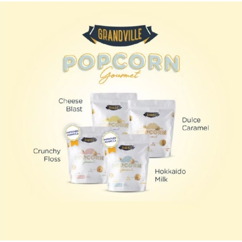 

GRANDVILLE Gourmet Popcorn Dulce Caramel Hokkaido Milk Crunchy Floss Cheese Blast 50gr - Cemilan Anak Non MSG