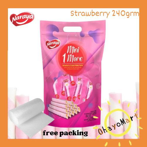 

Naraya mini 1 more Strawberry / naraya wafer roll rasa stroberi 200grm