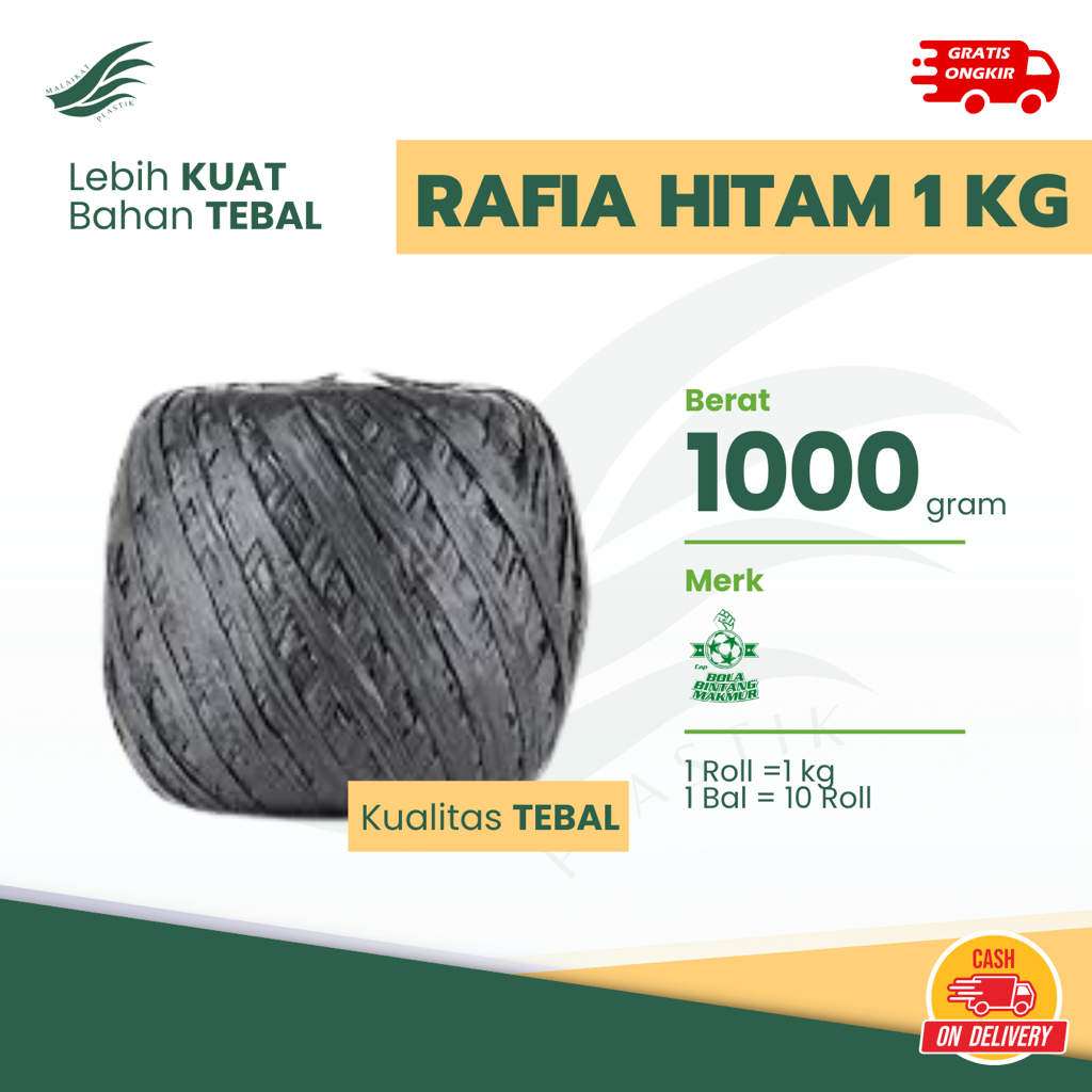 

Tali Rafia Hitam 1kg Full Tebal Kuat | Tali Rapia Hitam 1 kg Ful