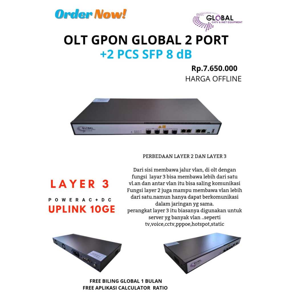 OLT GPON GLOBAL 2 PORT AC/DC
