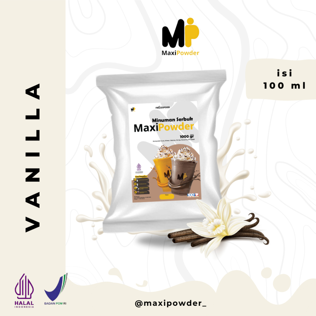 

Bubuk Minuman Rasa Vanilla 1kg / Minuman Kekinian Vanilla Original Termurah / MaxiPowder