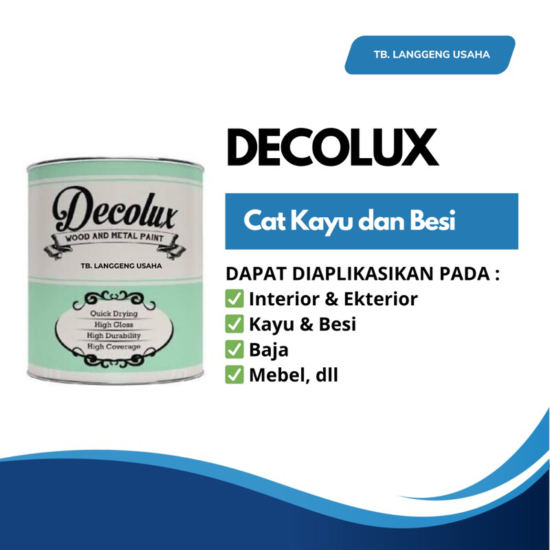 LU Decolux 900ml Cat Kayu dan Besi Anti Karat Rayap Jamur Air Waterbased Dasar Epoxy Primer Glossy D