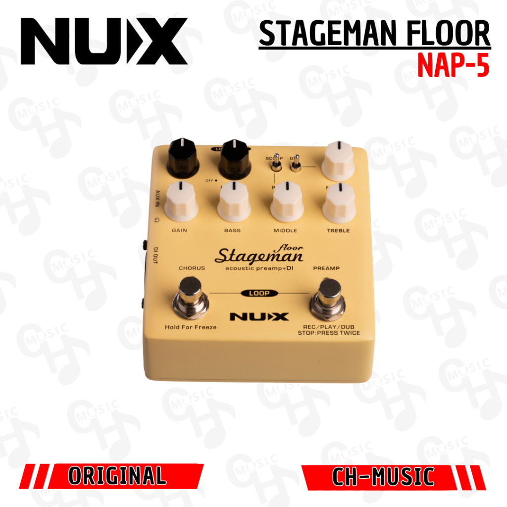 Nux nap5 nap-5 nap 5 Stageman Floor Efek Gitar Akustik Preamp + DI