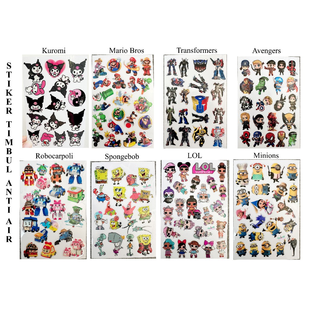 

Stiker Kartun Kuromi, Spongebob, Avengers, Transformers, Minion, LOL, Stiker Anti Air Stikers Berperekat Waterproof sticker decal buat Motor Helm Buku Journal Koper Casing Hp