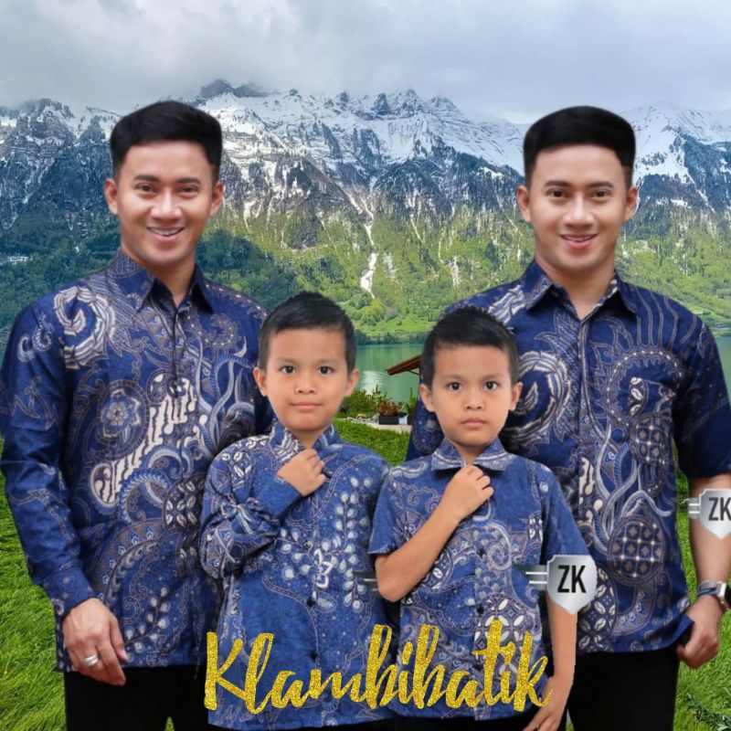 Terbaru Kemeja batik ayah dan Kemeja batik anak cowok BATIK Warna Biru elektrik Batik Pria