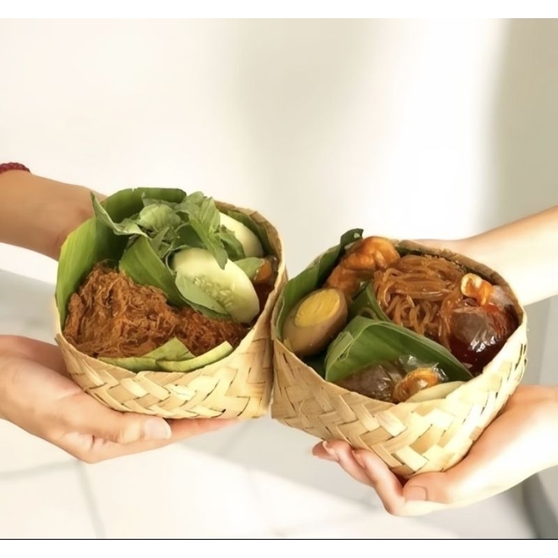 besek bambu 12x12 sepasang | besek bambu | besek snack