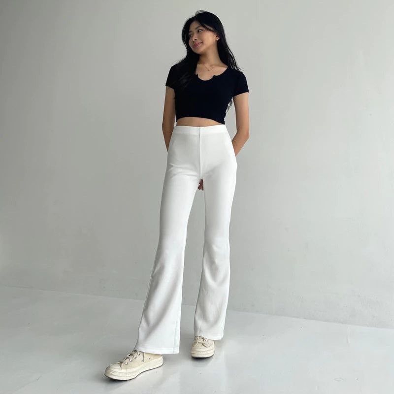 Flare Pants Celana CUTBRAY Wanita Scuba Jumbo Celana Cutbray Highwaist Wanita Scuba