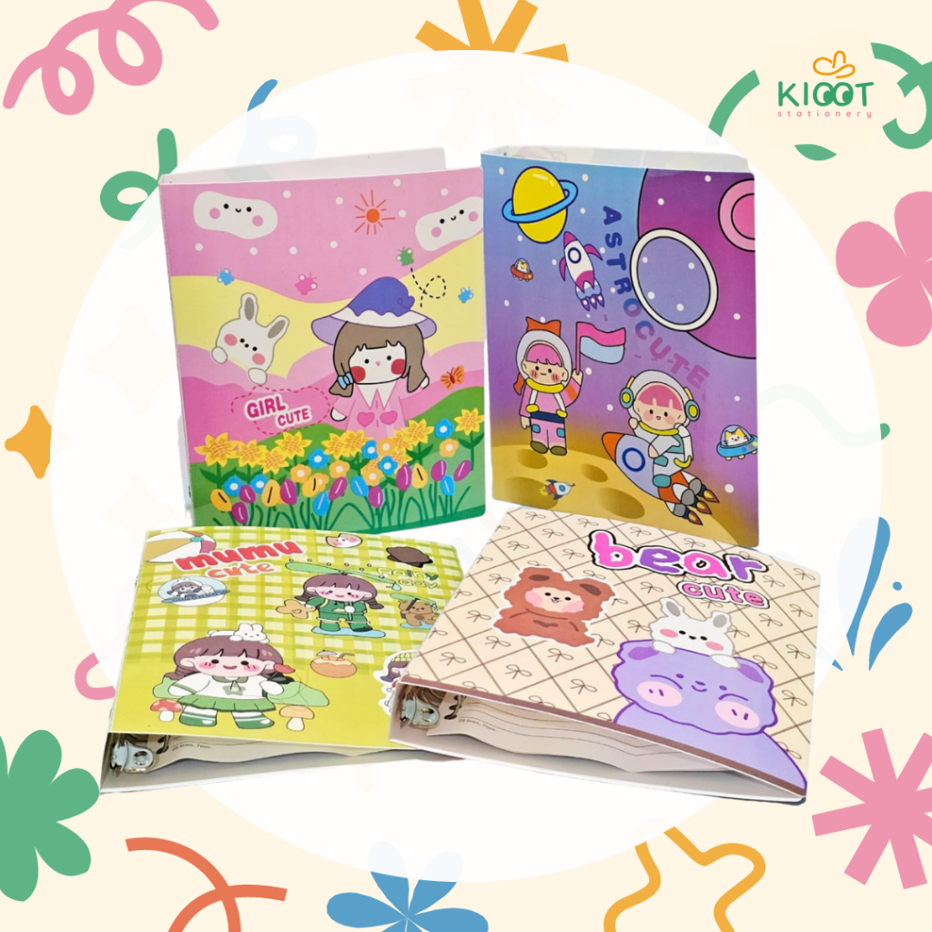 

Kioot - Buku Binder A5 Note Map Binder Aesthetic Motif Warna Pastel Anak Beruang Loose Leaf 77725-30