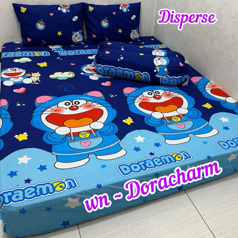 Diskon Sprei SET Motif Doraemon Sprei Karakter Anak Ukuran 160x200 180x100 Bahan Katun Lembut Lengka