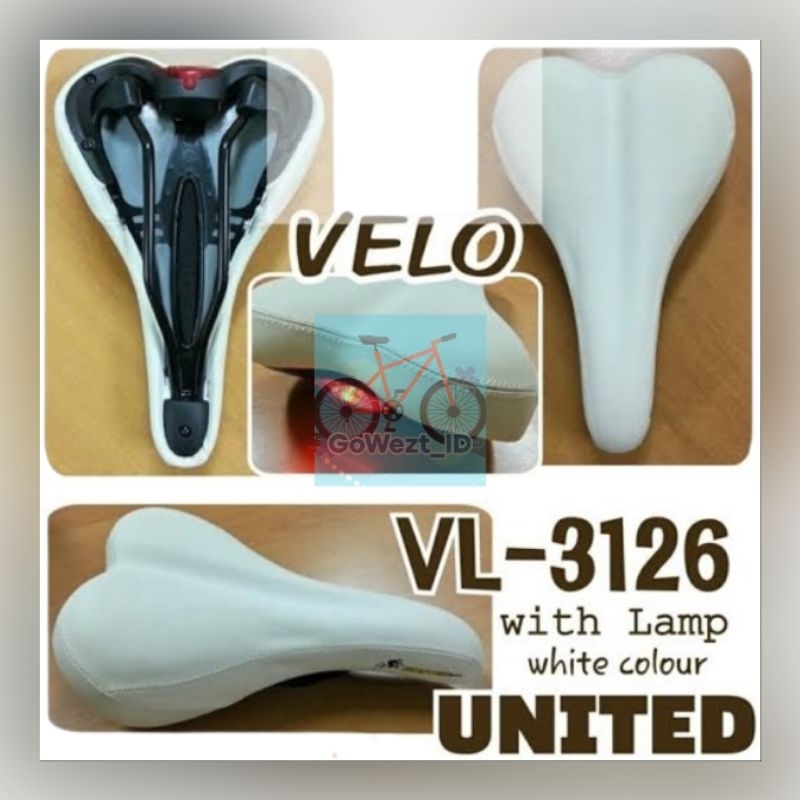 Saddle Sadel Jok Sepeda United VL-3126 Putih Reflector Lampu Mata Kucing Lipat Minion MTB Gunung | H