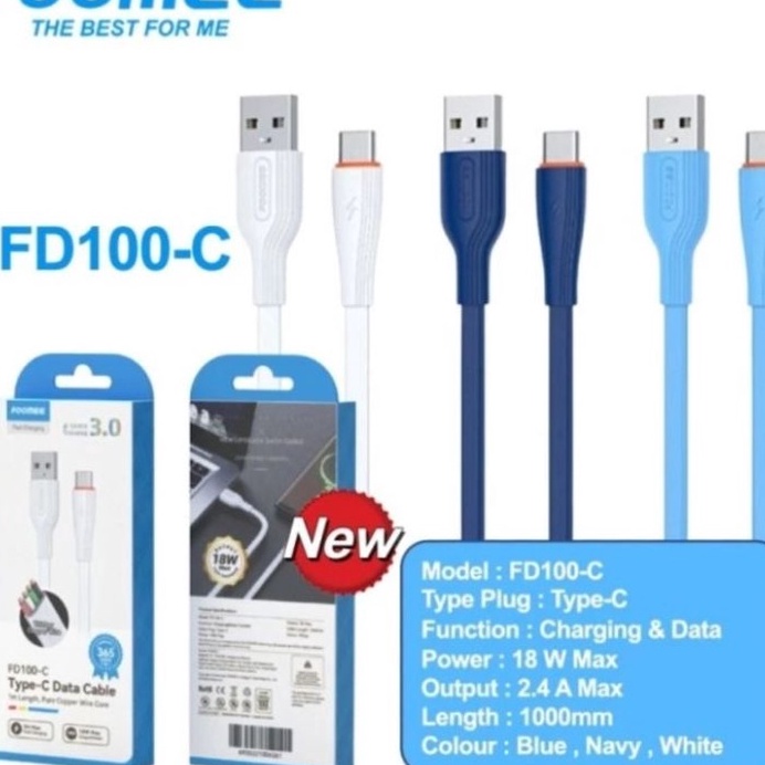 Cable Data Type C Foomee FD1C  Kabel Data Foomee Type C FD1