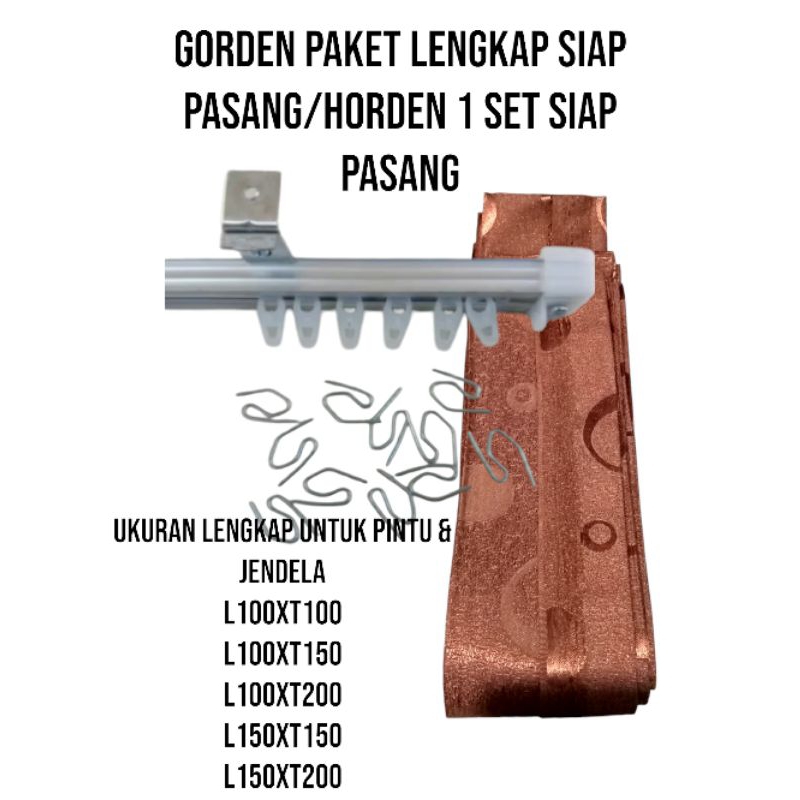 Gorden Jendela1 SET/Gorden Pintu paket Lengkap/Gorden plisket Koplit motif Polkadot