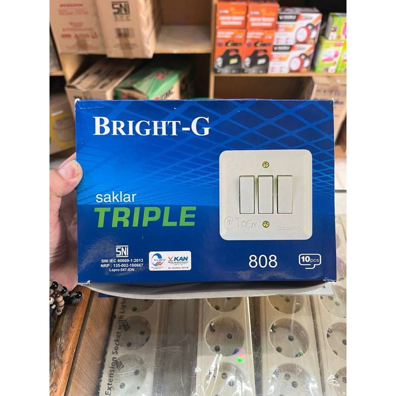 BRIGHT G / BRIGHT- G SAKLAR TRIPLE / SAKLAR SNI / SAKLAR 3 CETEKAN / SAKLAR 6 AMPER