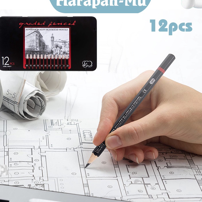 

Isi 12 Pensil Sketsa Pensil Gambar Lengkap Drawing Pencil Set Charcoal Pencils Set