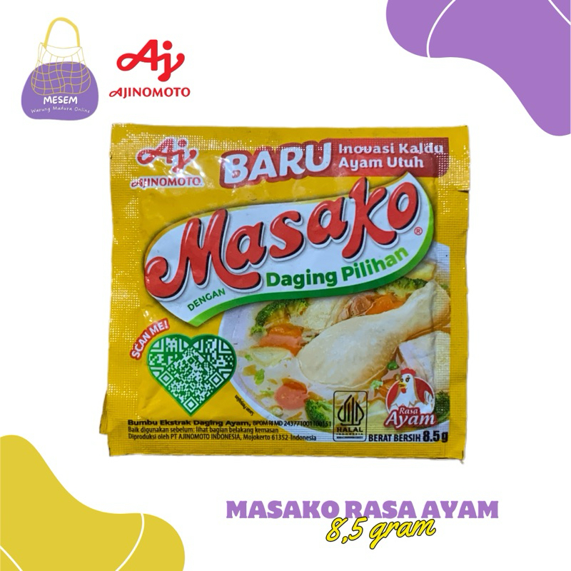 

Ajinomoto Masako Rasa Ayam Sapi Kaldu Bubuk Penyedap Rasa Masakan Food Rencengan 1 Renceng Isi 12 Sachet Kemasan Saset 8,5 gr