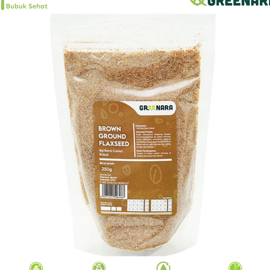 

SENSASIONAL Greenara Bubuk Biji Rami Coklat 25gr Brown Ground Flaxseed