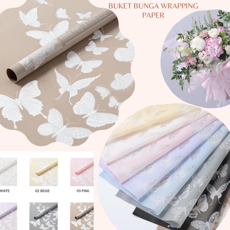 

PROMO SUPER 1 PACK ISI 2 LEMBAR BUTTERFLY CELLOPHANE MOTIF KUPU KUPU KERTAS BUKET BUNGA WRAPPING PAPER