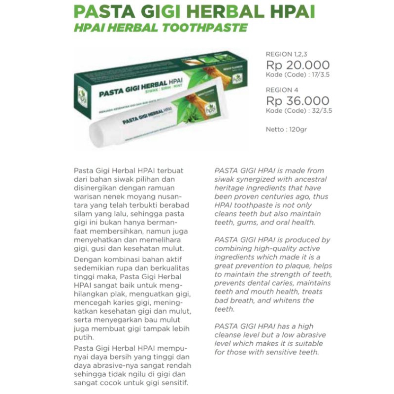 Pasta Gigi HPAI