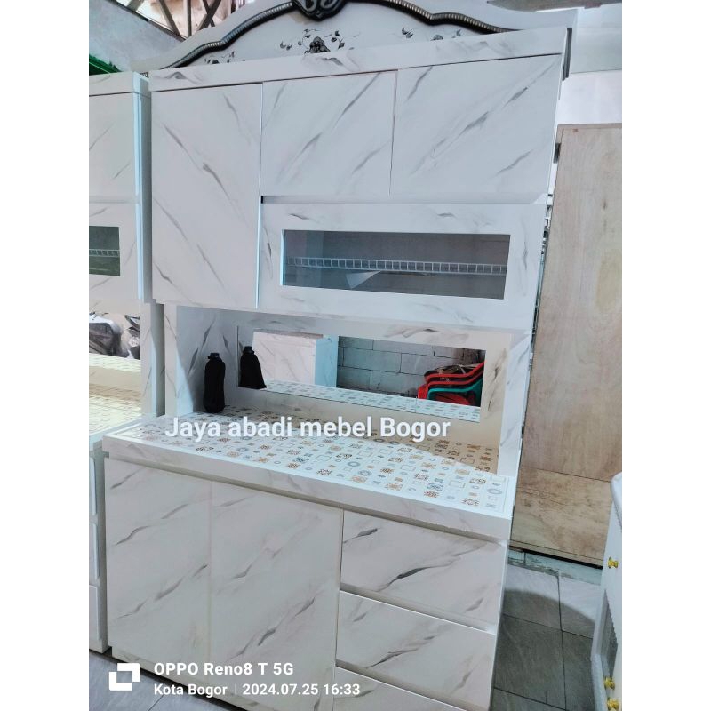 Lemari sayur hidrolik 2 dan 3 pintu marble multiplek finishing cat Duco khusus Jabodetabek