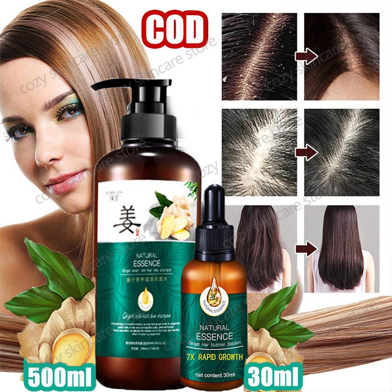Ginger Shampoo & Serum Jahe Herbal/Shampoo Anti Rontok/Shampoo Penumbuh Dan Penebal Rambut Cepat/Sha