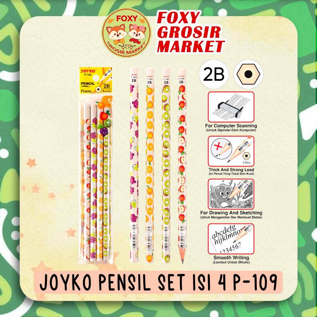 

JOYKO Pencil Pensil 2B Fruity 1 Set 4 Pcs - P 109