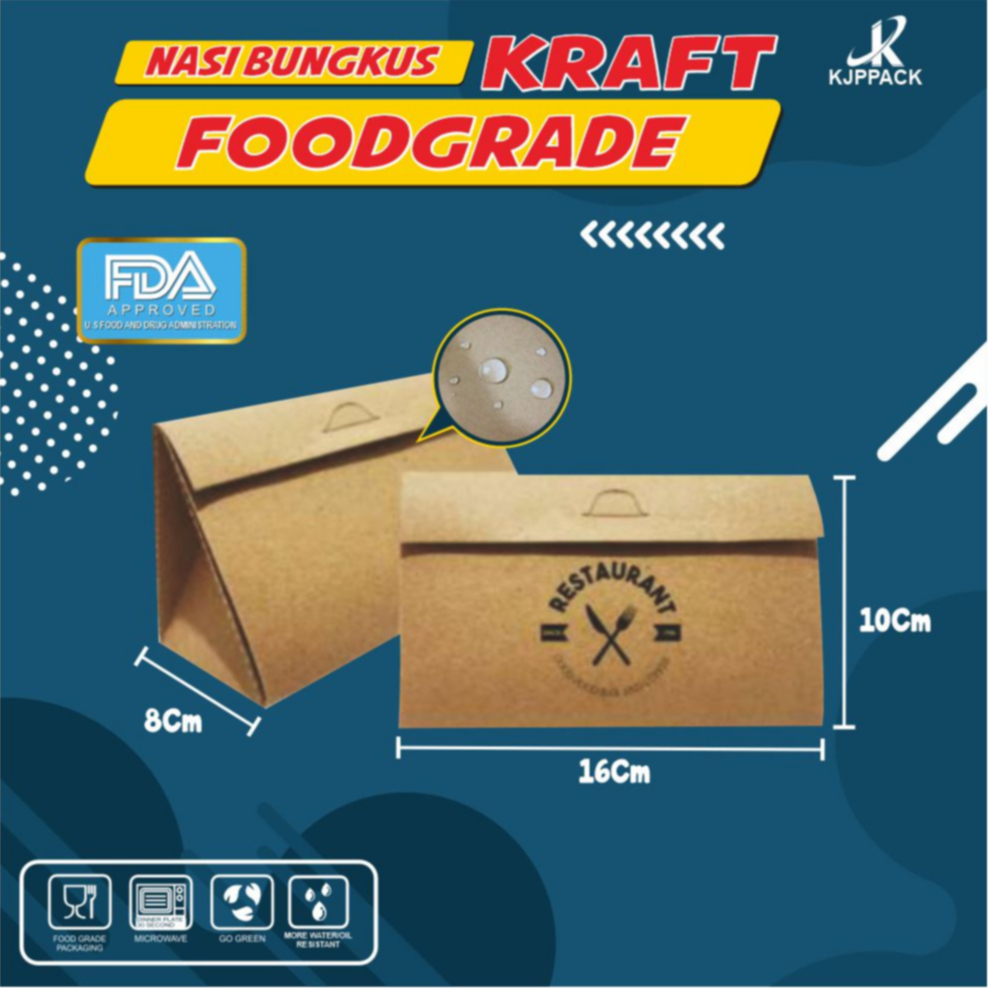 Rice Pack / Nasi Bungkus Kekinian 16x8x10 cm  Premum Kraft Laminasi | HARGA PABRIK [ Nasi | Mie | Ca