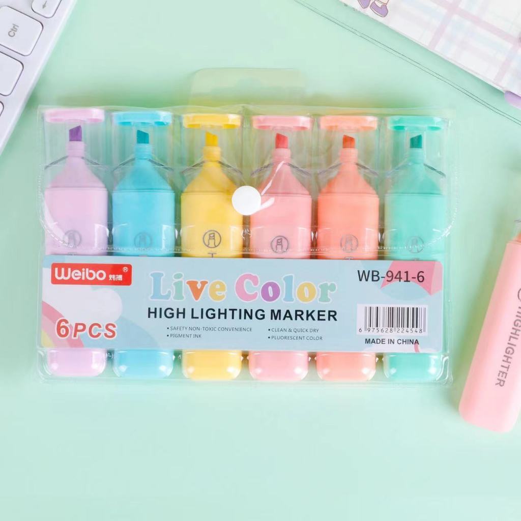

6 in 1 High Quality Highlighter Pens School Supplies Office Supplies