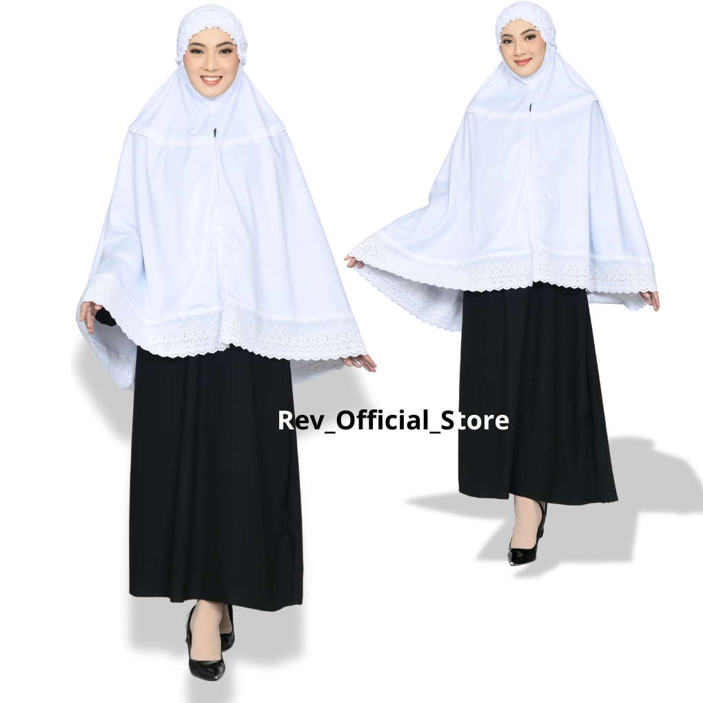 Bergo Putih Jumbo Berkantong Wanita Muslim Dewasa Bahan Katun Niwies Perlengkapan Haji dan Umroh