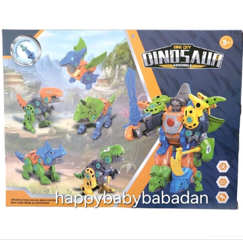 Mainan Robot Dinosaurus DIY 5 in 1