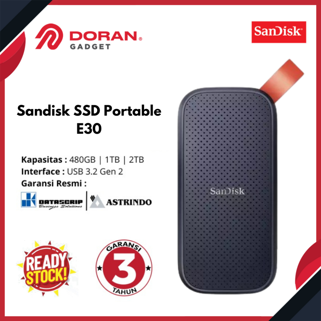 SSD Eksternal Sandisk 2TB E30 - Portable SSD Sandisk 2 Tera - SSD External 2TB - Garansi 3 Tahun