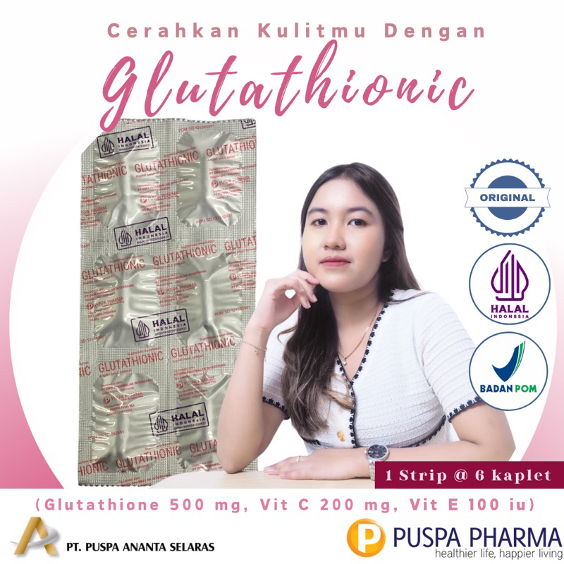 Glutathionic (Strip) - L - GLUTATHIONE REDUCE 500mg  - Mencerahkan, Memutihkan dan Menghilangkan bek