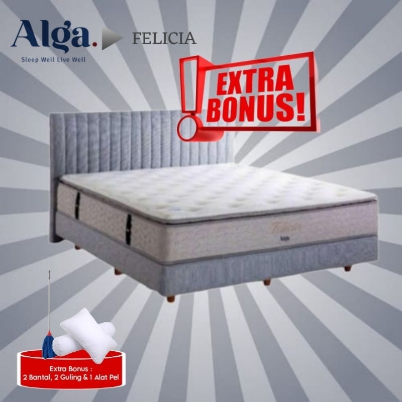 Alga Springbed Felicia FullSet Madison / Dustin Size 160x200 - Kasur Spring Bed EXTRA BONUS