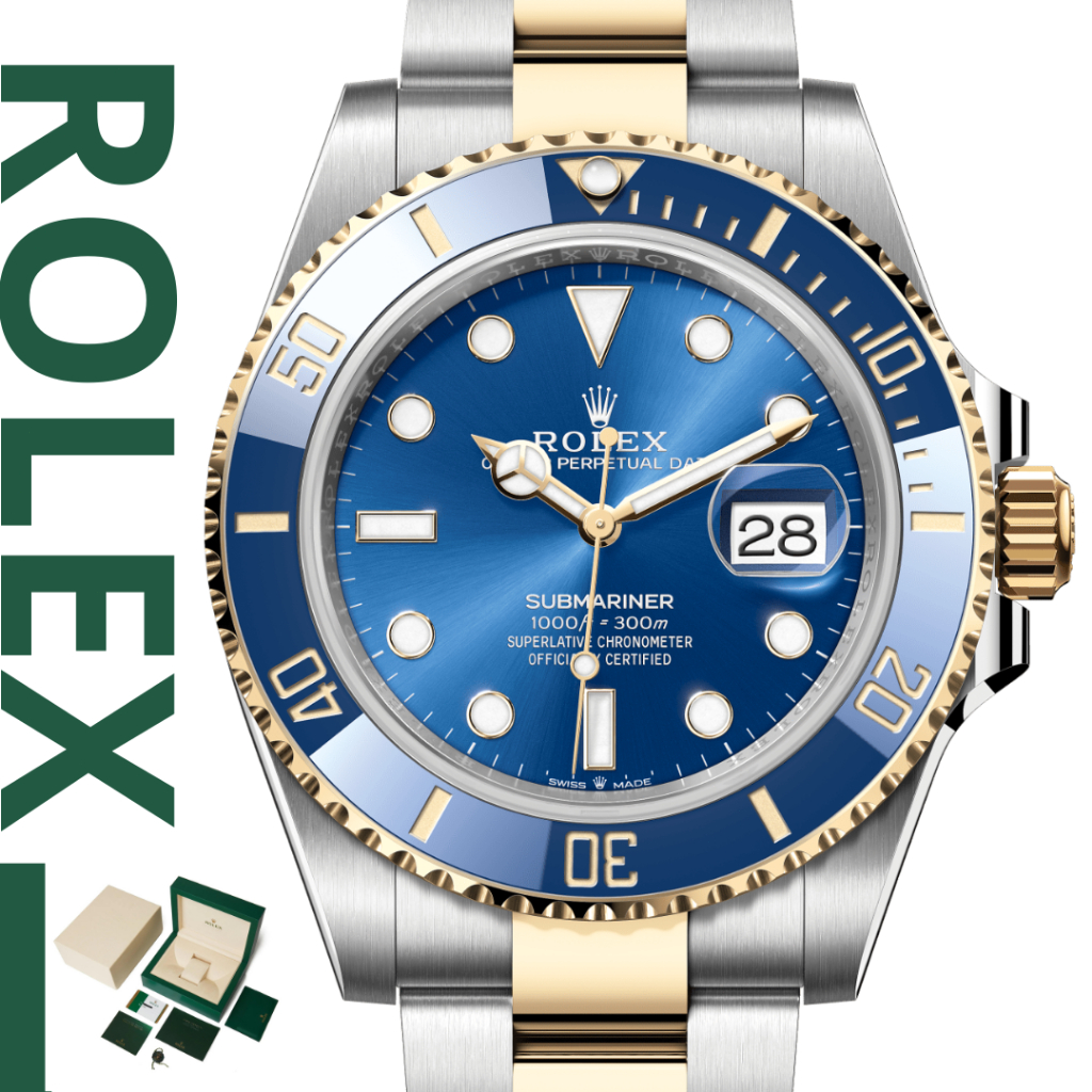 [100% Original ] Rolex Watch Submariner Date 41 Stainless Steel / Yellow Gold / Blue  M126613LB-0002