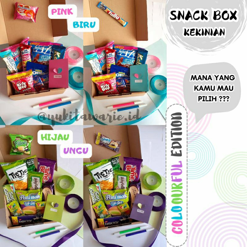 

Snack Box Colourful Edition | Snack Hampers | Snack Gift | Birthday Gift Box | Kado Ulang Tahun Cowok/Cewek | Kado Sempro | Kado Wisuda | Kado Unik | Kado Ultah | Hampers Unik