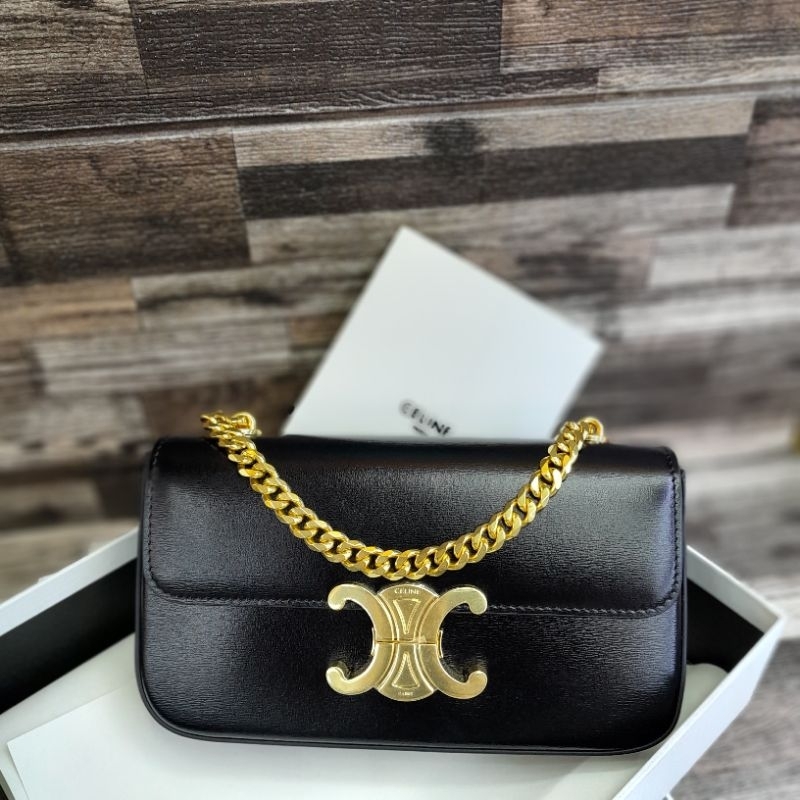 TAS WANITA- CELINE CLAUDE IN TRIOMPHE CHAIN SHOULDER BAG