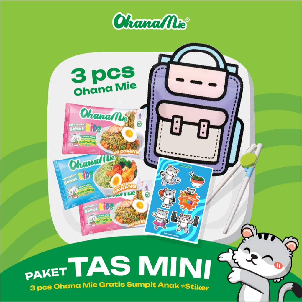 

Bingkisan Souvenir Ulang Tahun Anak Mie Sehat Anak Non MSG Isi 3 + Sumpit Anak dan Stiker Ohana Mie
