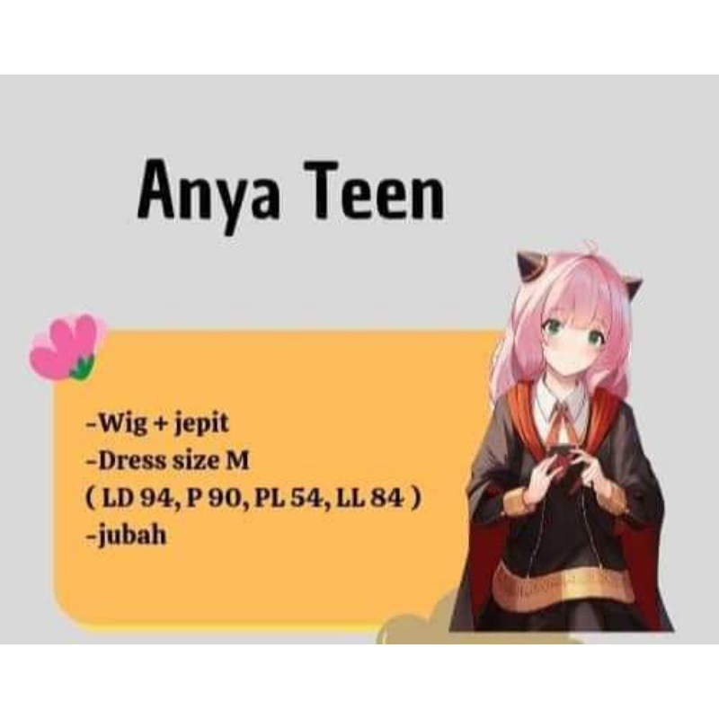 Anya forger spx family Anya teen remaja costume dan wig cosplay