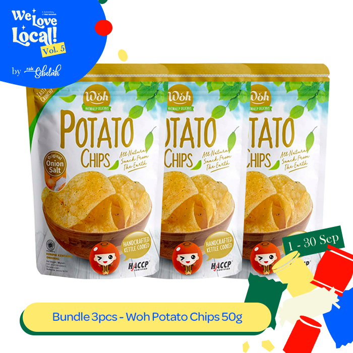 

Bundle 3pcs - Woh Potato Chips 50g | Keripik Kentang Gluten Free | Rak Sebelah
