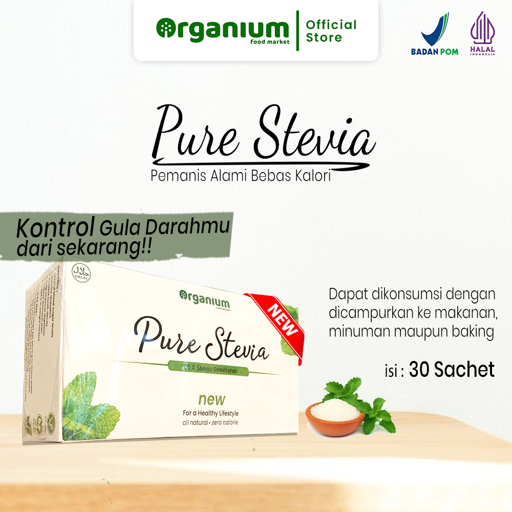 Organium Pure Stevia Powder Pengganti Gula Pemanis Alami , Gula Stevia - 30g