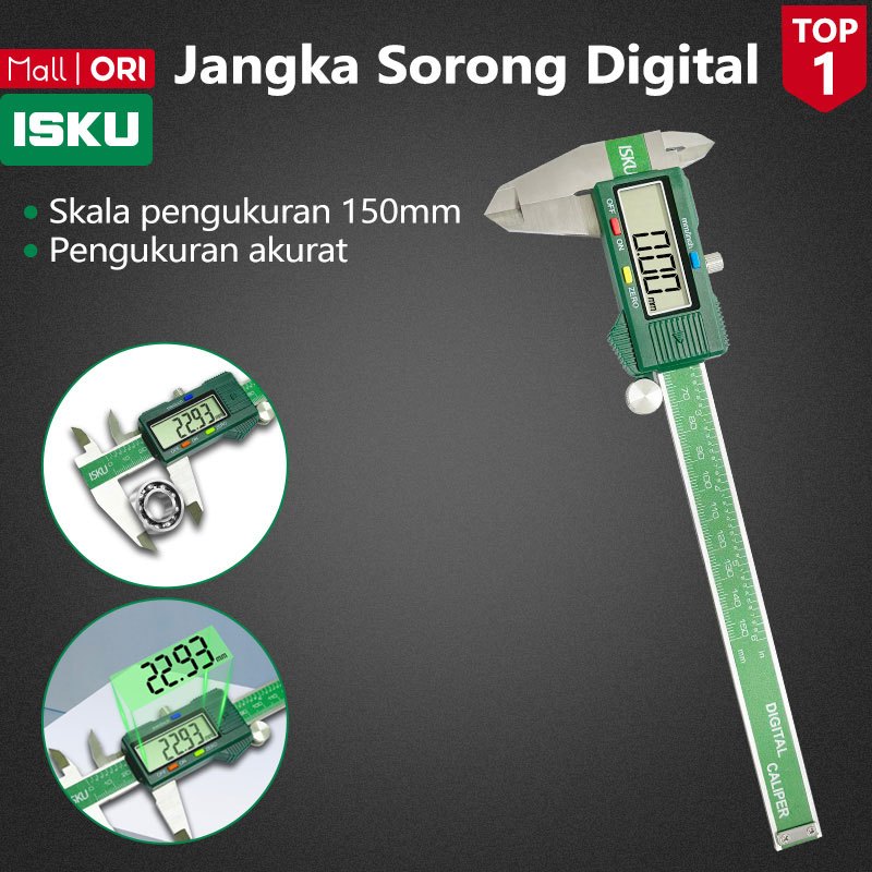 ISKU Digital Jangka Sorong Stainless 15cm Vernier Caliper Micrometer