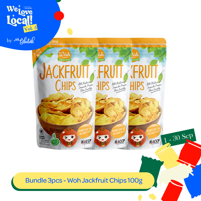

Bundle 3pcs - Woh Jackfruit Chips 100gr | Keripik Buah Nangka Kering | Dried Fruit | Rak Sebelah