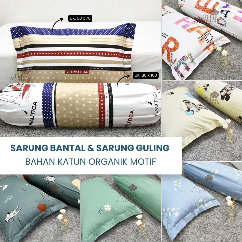 SARUNG BANTAL 50X70 GULING 80X100 KATUN JEPANG HALUS IMPOR MODEL BIASA DAN PIGURA