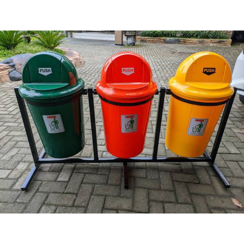 Tempat Sampah 3 pilah kapasitas 60 Liter | Tempat Sampah 3 in 1