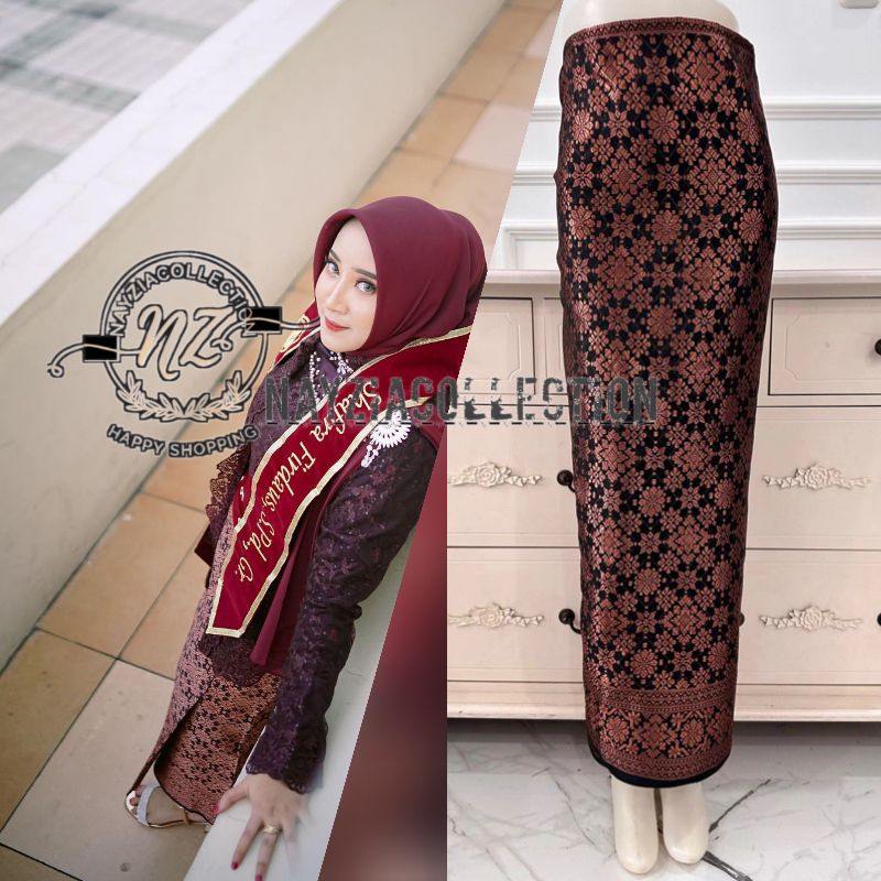 Rok Songket Tenun / Songket Lilit Wanita Siap Pakai / Kain Songket Bawahan Kebaya / Songket Palemban