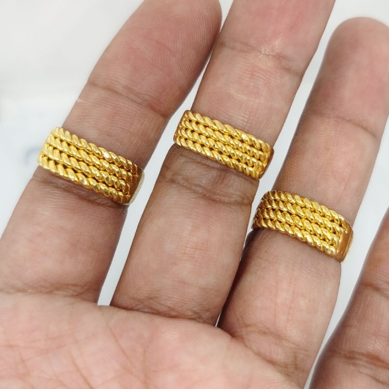 Cincin Rantai Lilit Lapis Emas Asli