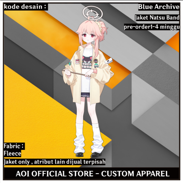AOI 1 Set Jubah Mantel Cosplay Yutori Natsu Sugar Rush Band Blue Archive