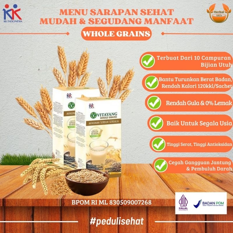 

Vitayang Whole Grains - Makanan Sarapan Sehat, Padat Nutrisi Yang Dibutuhkan Tubuh, Rendah Gula, Rendah Kalori, 0% Lemak!