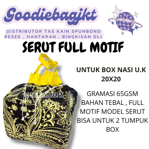 

Goodiebag TAS kain box nasi HAJATAN SERUT FULL MOTIF 20X20 ISI 12PCS