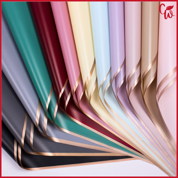 

20 Lembar Flower Wrapping Paper Varian List Gold Solid Emas Kertas Buket Bunga Florist KB10