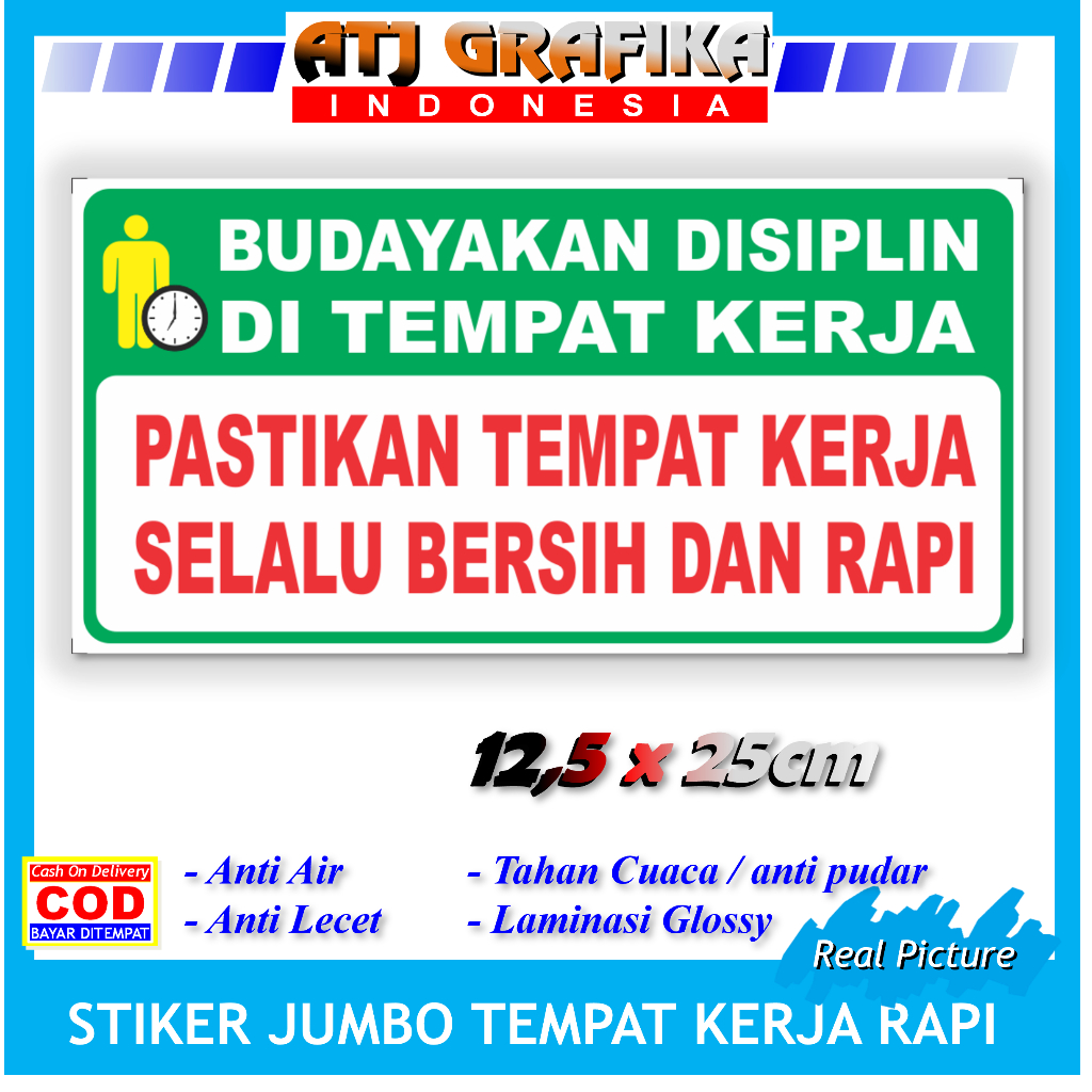 

Stiker jumbo kebersihan tempat kerja sticker kedisiplinan karyawan toko restoran dll